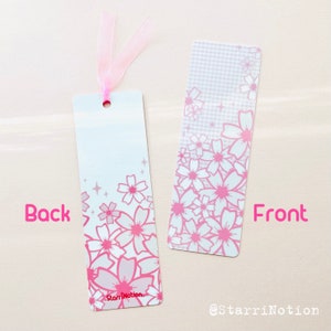 Cherry Blossom Bookmark: Pink Sakura, Glossy Laminated Cardstock image 2