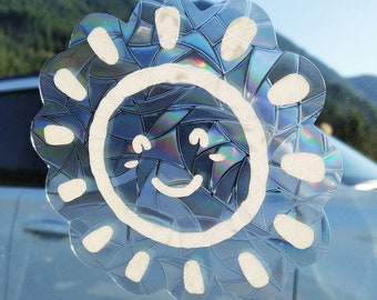 Cute Sun Suncatcher Sticker - Positive Vibes Rainbow Maker - Handmade Window Decal
