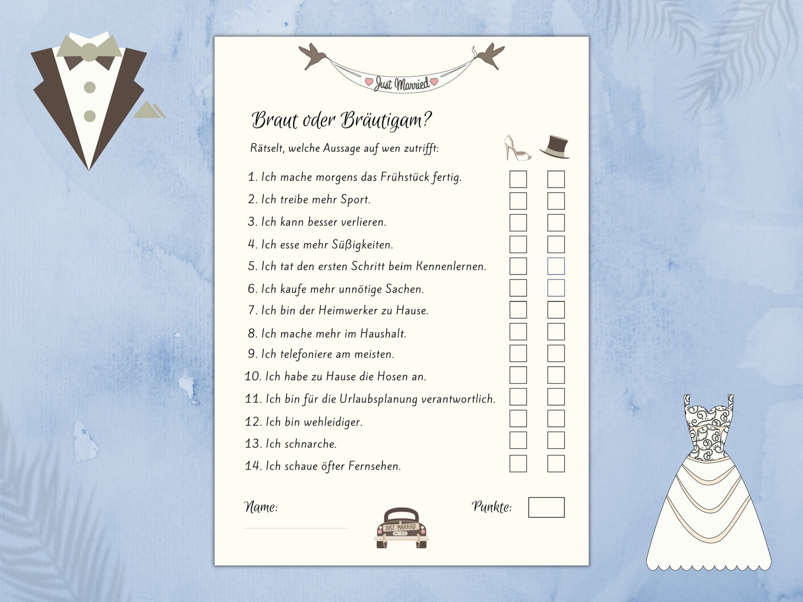 Hochzeitsspiel Braut oder Bräutigam Hochzeitsquiz Wie gut Etsy