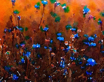 Blue Poppies Watercolor Print