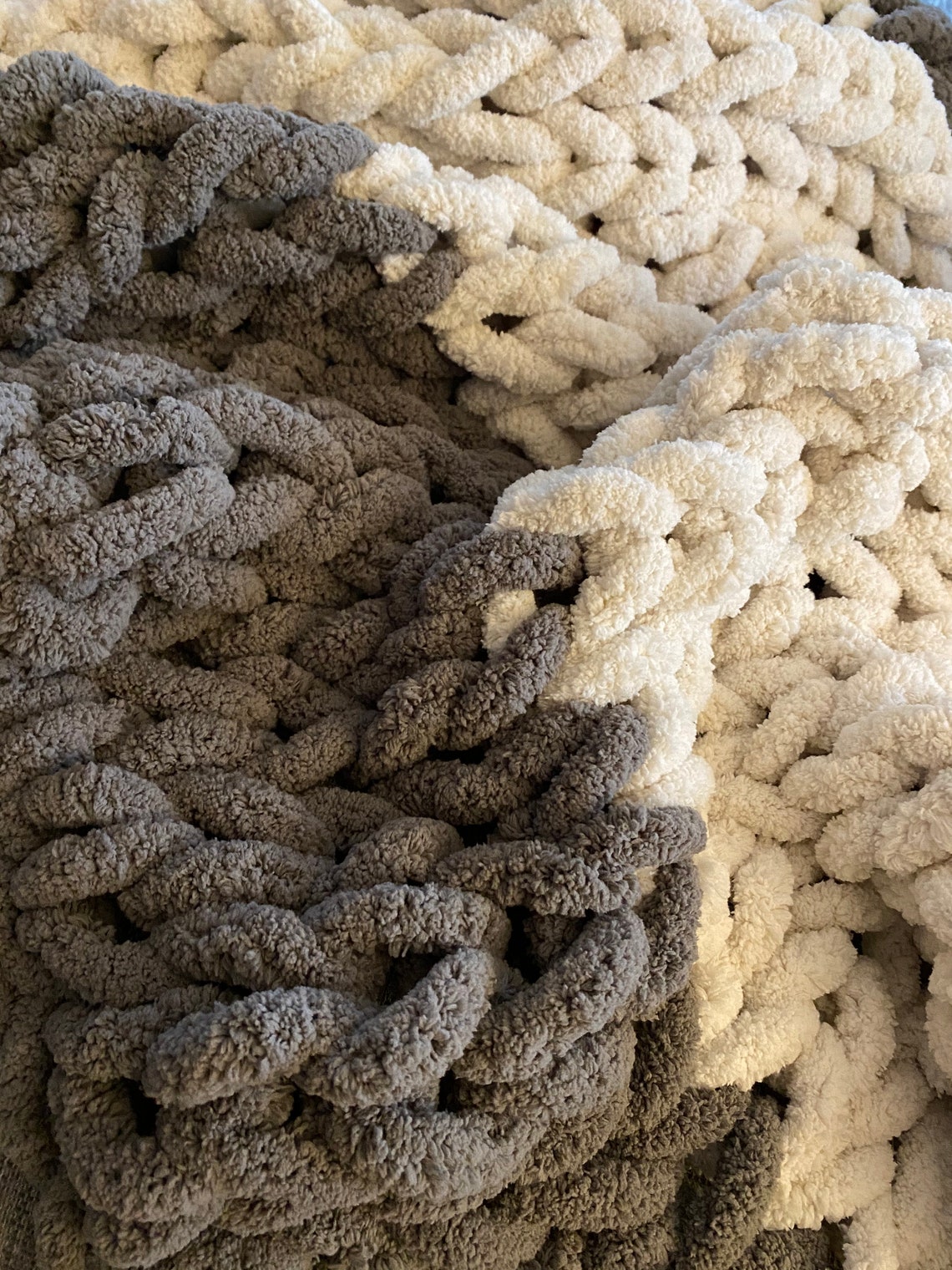Hand Tied Chunky Knit Blanket Etsy