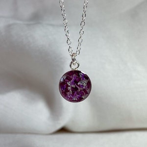 Funeral Flower Keepsake Necklace, Dried Flower Keepsake, Handmade Weeding Gift for Her, Keepsake Funeral Jewelry, Memorial Jewelry Gifts