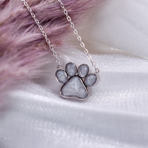 Ashes Cremation Cat Paw Necklace, Gemstone Keepsake, Pet Memorial Ashes Jewelry, Pet Ashes Jewelry, Family Gift, Cremation Ashes Jewelry