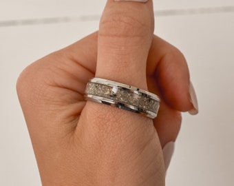 Cremation Ashes Jewelry Ring, Men's Gemstone Memorial Band, Pet Ashes Jewelry, Meaningful Family Member Gift, Cremation Ashes Jewelry Ring