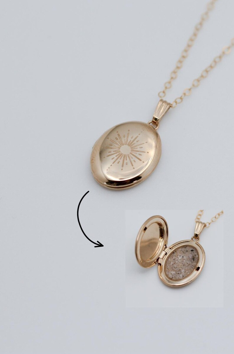 Sun Chain Locket Sun Burst Locket Necklace With Ashes - Cremation Locket - Pet Loss ...