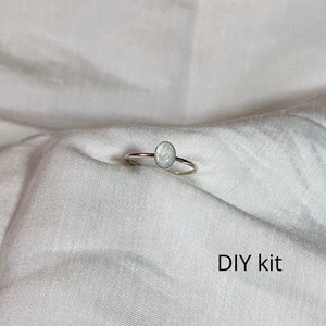 10k White Gold Cremation Ashes Ring DIY Kit - Cremation Ashes Jewelry