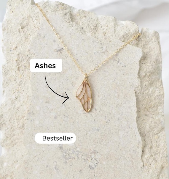Butterfly Cremation Ashes Necklace, Memorial Jewelry Keepsake, Pet Ashes Necklace