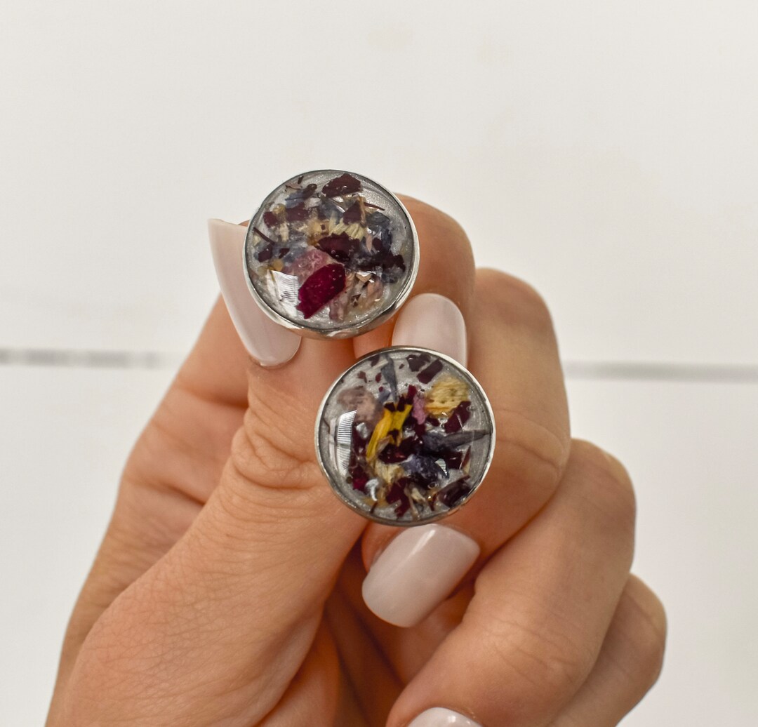 Funeral Flower Cufflinks Wedding Flower Cuff Links Mens Flower Keepsake