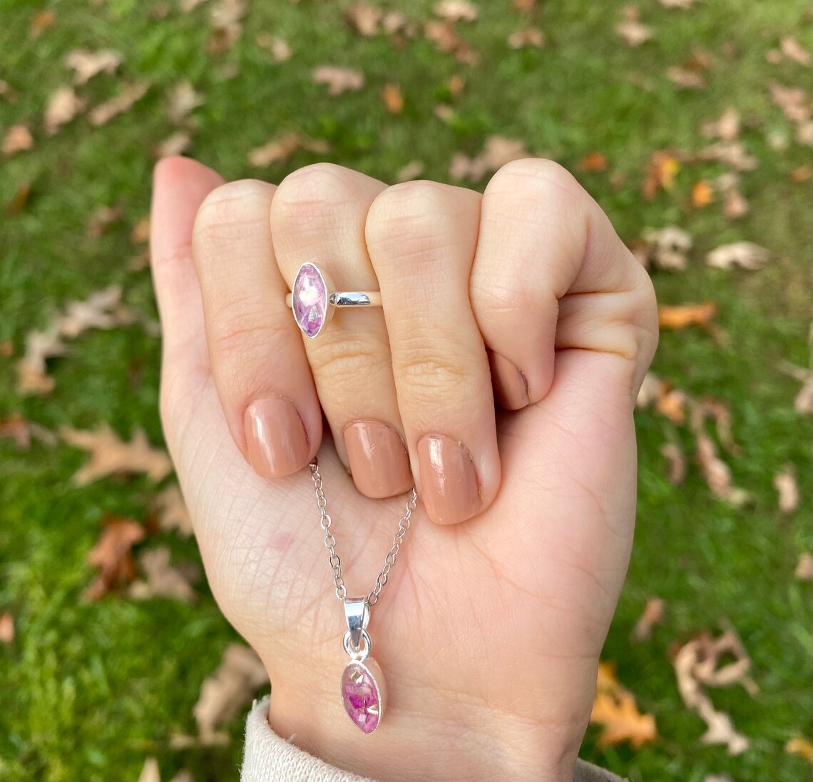 Funeral Flower Keepsake Jewelry Set Memorial Flower Ring & Etsy