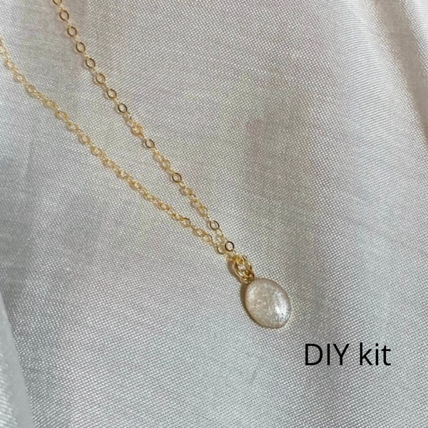 14k Gold Cremation Ashes Necklace DIY Kit - Cremation Ashes Necklace