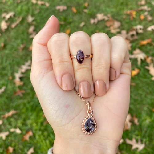 Teardrop Funeral Flower Keepsake Jewelry Set Memorial Flower Etsy