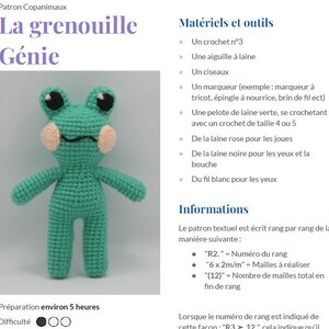 Patron amigurumi Grenouille Frog PDF pattern FR & ENG image 7