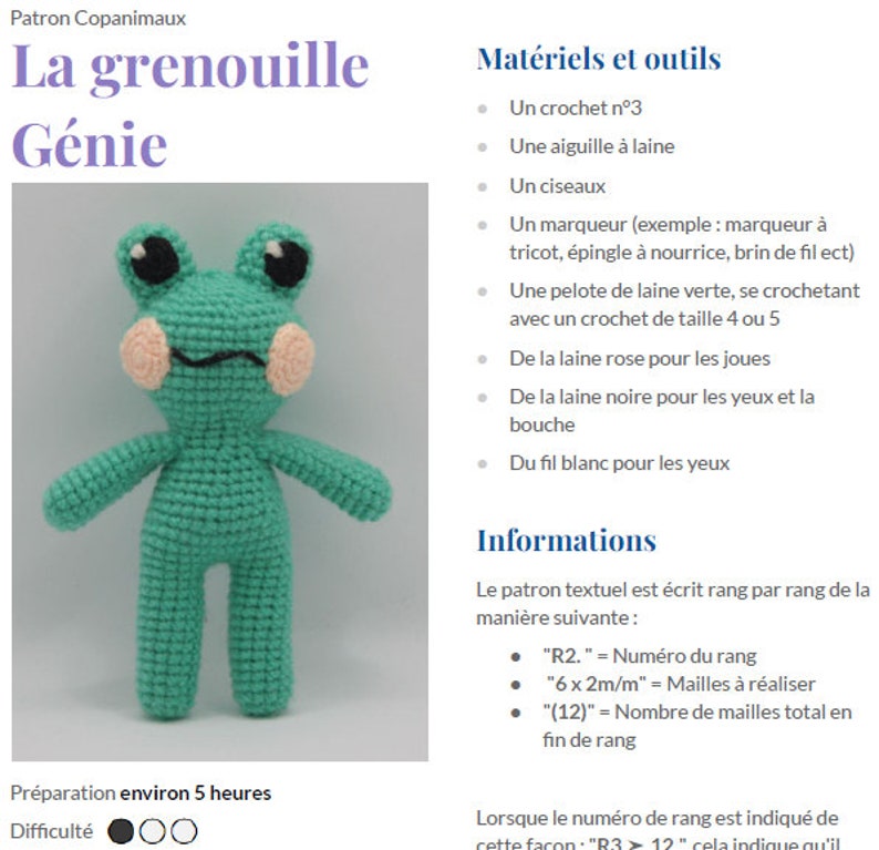 Patron amigurumi Grenouille Frog PDF pattern FR & ENG image 7