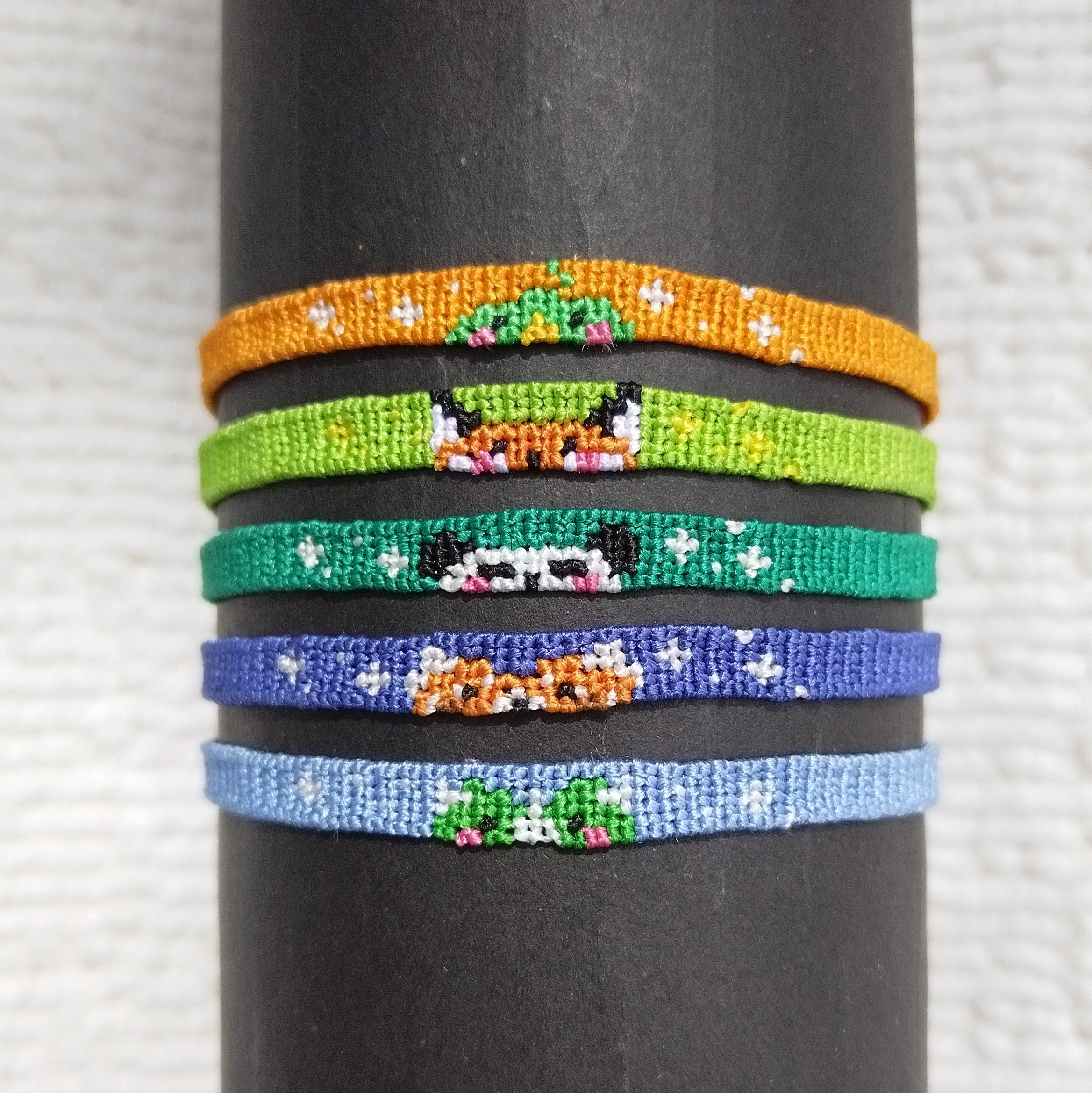 MEMOFYND Lot 4 Bracelets Tressés Animaux – Réglables – Nylon – Cadeau Amitié – Fille Et Garçon