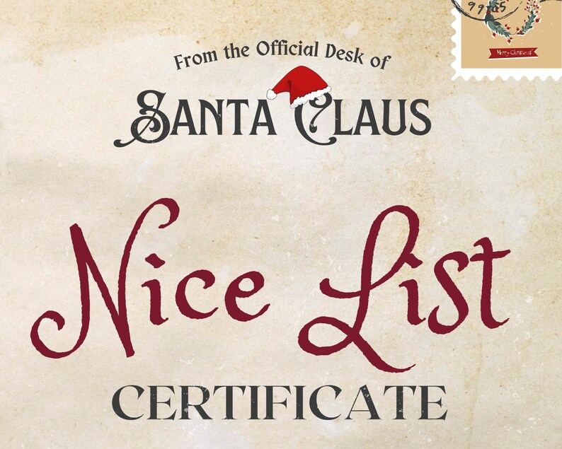 Editable Santa Nice List Certificate, Personalised Nice List From Santa ...