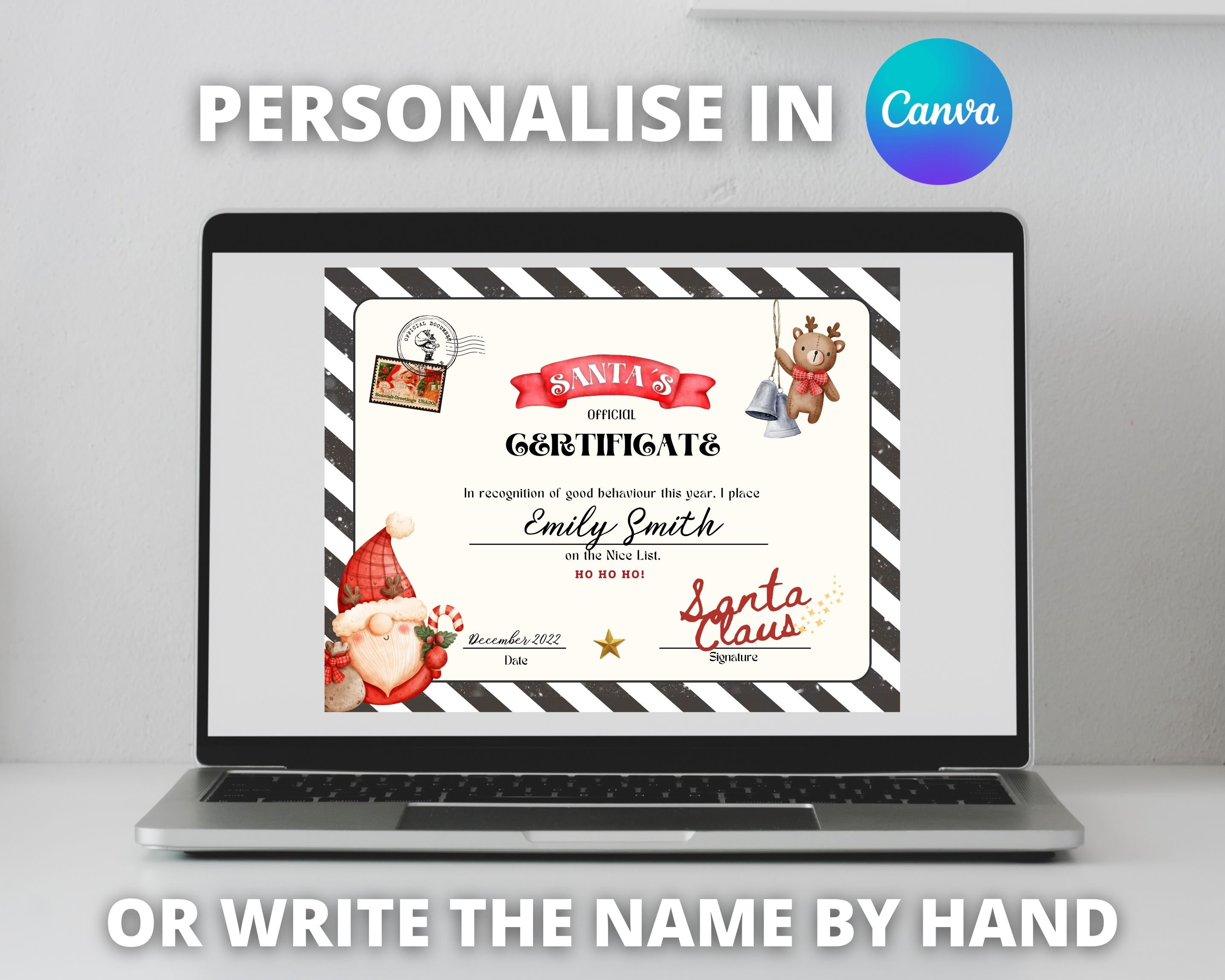 Editable Santa Nice List Certificate, Personalised Nice List From Santa, Printable Template ...