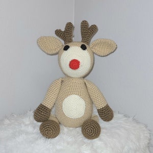 Crocheted amigurumi reindeer, Christmas gift for kids, Reindeer plush, Rudolph the red nose reindeer, animal lovers gift, birthday present