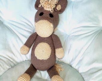 Crochet Horse Amigurumi Plush, Custom Nursery Decor, 12-Inch