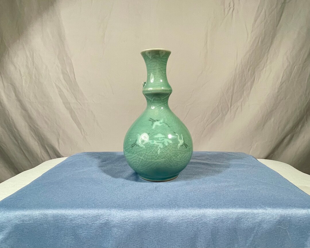 Korean Crane Vase Antique Glassware Etsy