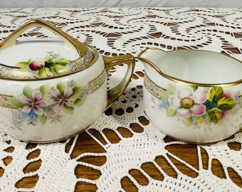 Vintage Noritake - Hand Painted Cream and Sugar Set