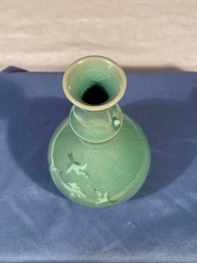 Korean Crane Vase Antique Glassware Etsy