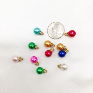 Set of 12 miniature acrylic pearl miniature Christmas tree ornaments 8 or 10mm for minitree dollhouse or fairy trees any miniature trees