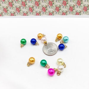 Set of 12 miniature acrylic pearl miniature Christmas tree ornaments 10 mm for westrim minitree dollhouse or fairy trees any miniature trees