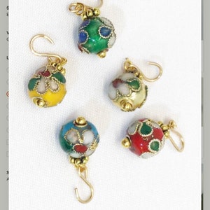 Set of 12 miniature Cloisonné Christmas tree ornaments  8 mm assort color for westrim or any mini tree dollhouse hooks included