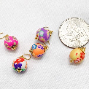 Set of 12 miniature millefiori polymer Christmas tree ornaments 8 or 10mm assort color for westrim or any mini tree dollhouse fairy gardens