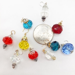 Set of 10 miniature crystal christmas tree ornaments assorted colors  for dollhouse fairy gardens westrim mini trees any mini tabletop tree