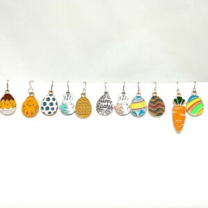 Set 11  enameled easter eggs and bunnies  tree ornaments for beaded  or wire trees any mini tree tabletop or fairy garden tree dollhouse