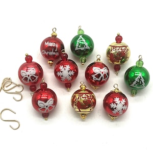 10 Small 16mm vintage style shiny ornaments for small tabletop tree -wreaths -event calender perfect for 12-24” trees and fairy gardens