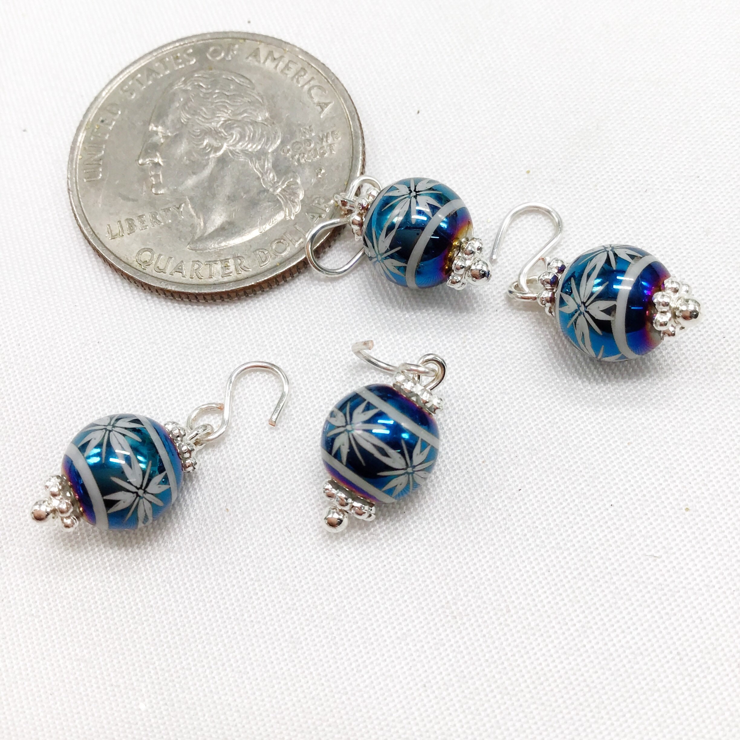 set of 18  miniature Christmas tree ornaments blue 8 mm for westrim minitree dollhouse or fairy trees even bonsai