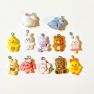 Set of 12 cute miniature resin Easter animal ornaments for beaded  or wire trees any mini tree tabletop or fairy garden tree dollhouse