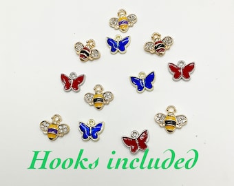 12 Adorable enamel bees and butterflies ornaments for miniature garden miniature trees gnome-fairy tree dollhouse westrim trees