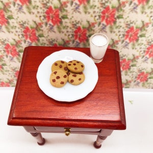 Milk and cookies for Santa! Scale 1:12 miniature plate with cookies and a glass of milk!