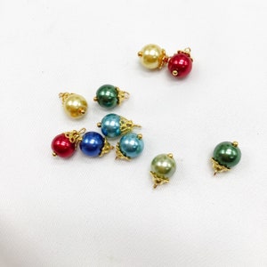 color choice Set of 12 miniature glass pearl miniature Christmas tree ornaments 8mm westrim minitree dollhouse,fairy trees miniature trees