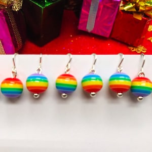 Set of 12 miniature striped miniature Christmas tree ornaments 8mm for westrim minitree dollhouse or fairy trees any miniature trees