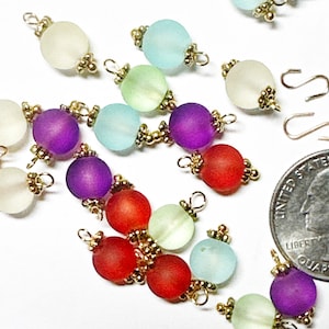 Set of 25! Miniature frosted glass Christmas tree ornaments assorted colors 8mm for westrim or any miniature tree dollhouse.