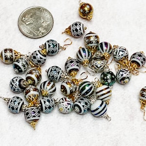 18 assorted electroplated miniature Christmas tree ornaments 10mm for westrim minitree dollhouse or fairy trees tabletop 1:12 scale