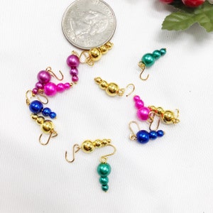 Set of 12 miniature colorful  Christmas tree ornaments 8mm x 12mm long for westrim minitree dollhouse or fairy trees any miniature trees