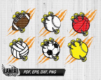 Sports Balls Claws SVG, Cricut Cut Files (Digital Download)