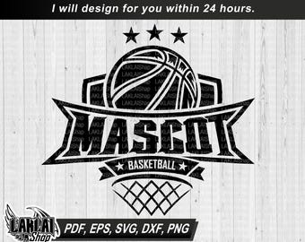 Maskotnamn basket Ditt lag svg, personlig svg, din maskot svg, skolanda svg, digital filnedladdning, dxf, png, eps, pdf