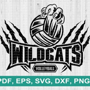 Chats sauvages Volleyball SVG, Wildcats SVG, Volleyball SVG, Wildcats Mascot SVG, Wildcats spirit svg, Fichier numérique Dowdload, pdf, eps, dxf, png
