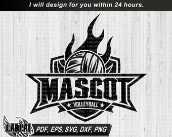 Mascot Volleyball Team SVG, School Spirit Design (Digital File)