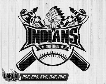 Indians softball svg, Softball svg, Indians svg, Spirit Shirt svg, School Spirit svg, Team sports, Digital File Download, png,dxf,pdf,eps