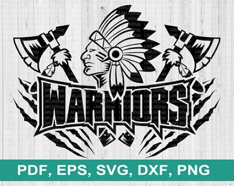 Warriors Mascot SVG, School Pride Claws, Sports Team (Digital File)