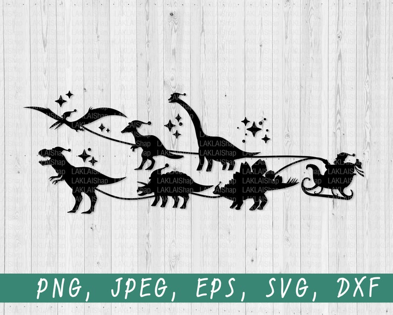 Christmas Dinosaur sleigh ride SVG, Boy's Xmas T-Rex svg, Dinosaur svg, Digital file Download, jpeg, png, dxf, eps, svg 