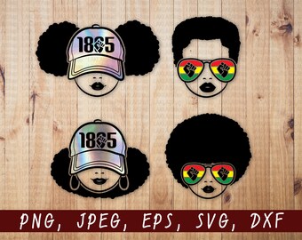 Juneteenth Kids, African American Clipart (Digital - svg, dxf, eps, png, jpg)