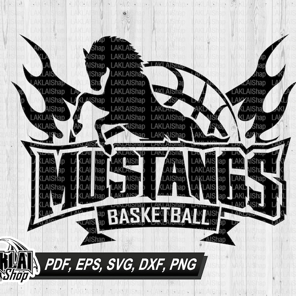 Mustangs basketball svg, basketball svg, Mustangs svg, Mustang mascot svg, Cricut svg, Digital File Download, png, eps, dxf, pdf